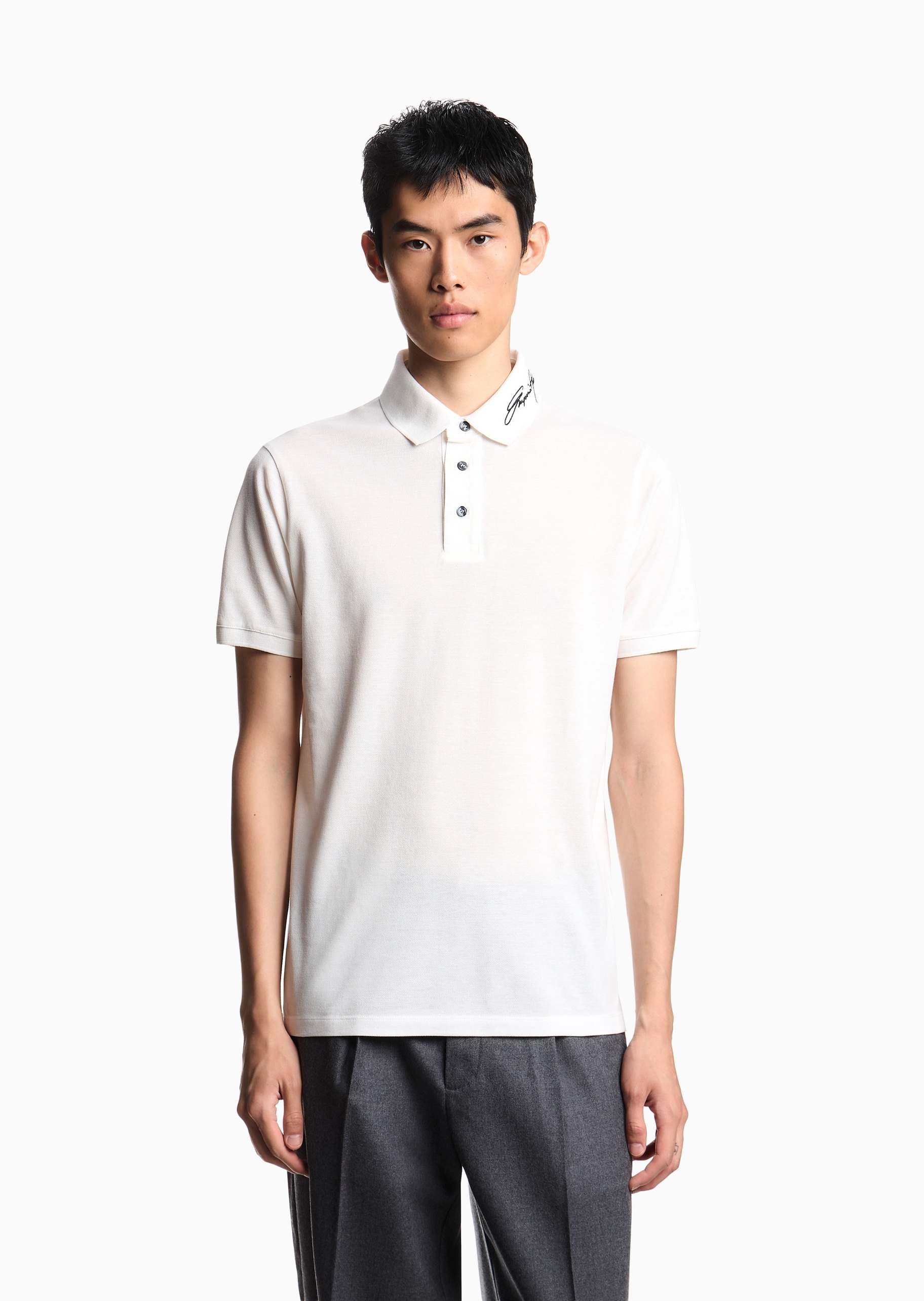 Emporio Armani 男士珠地纯棉短袖翻领Polo衫