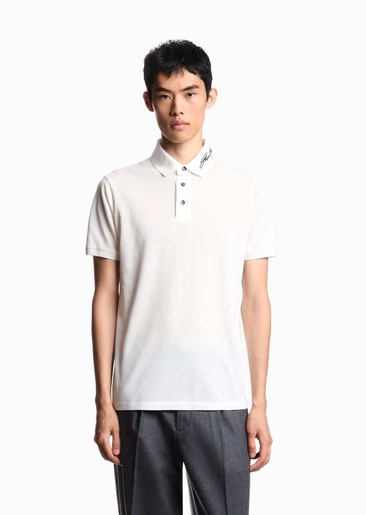 Emporio Armani 男士珠地纯棉短袖翻领Polo衫