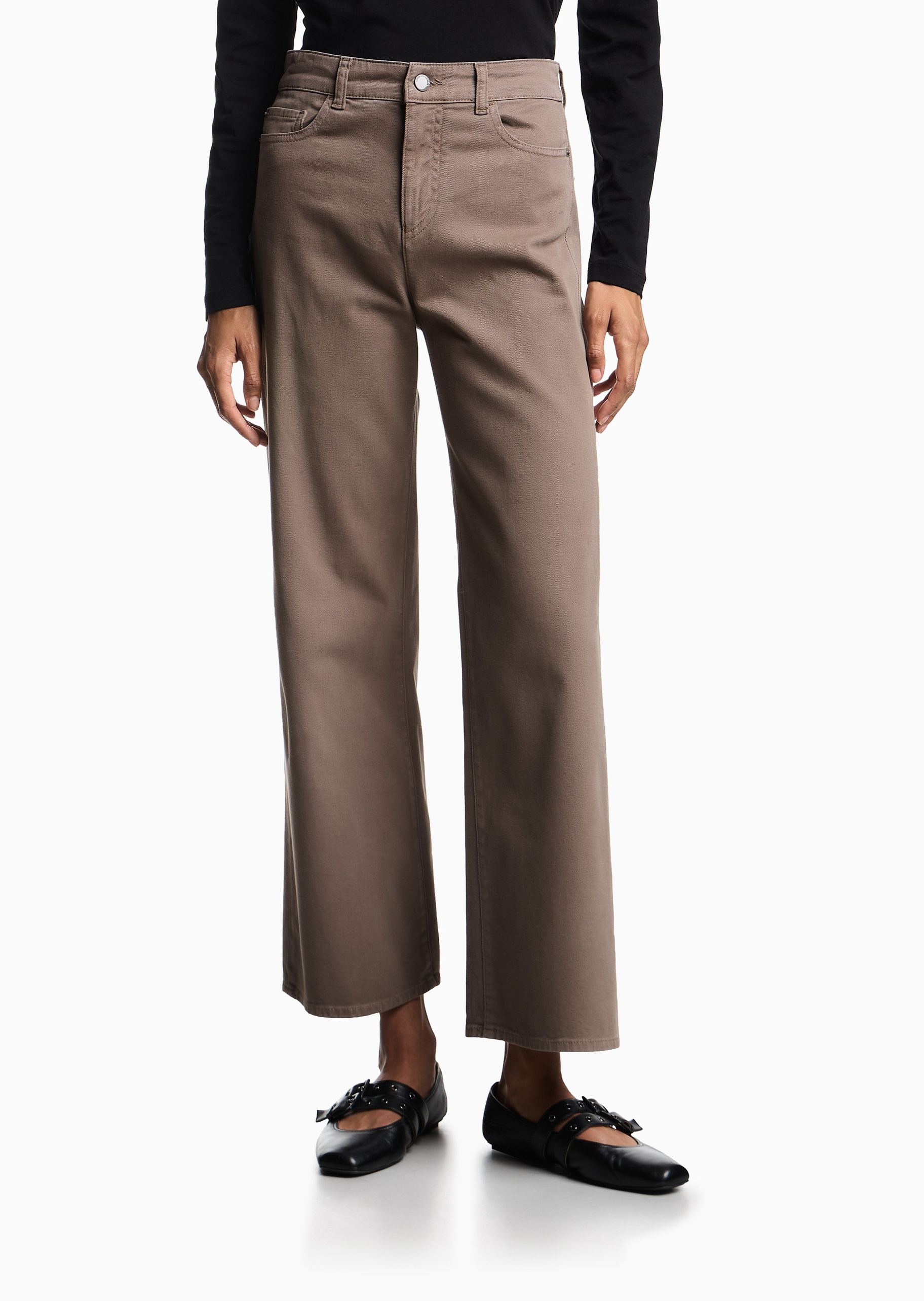 Emporio Armani 女士阔腿复古休闲纯棉微弹牛仔裤