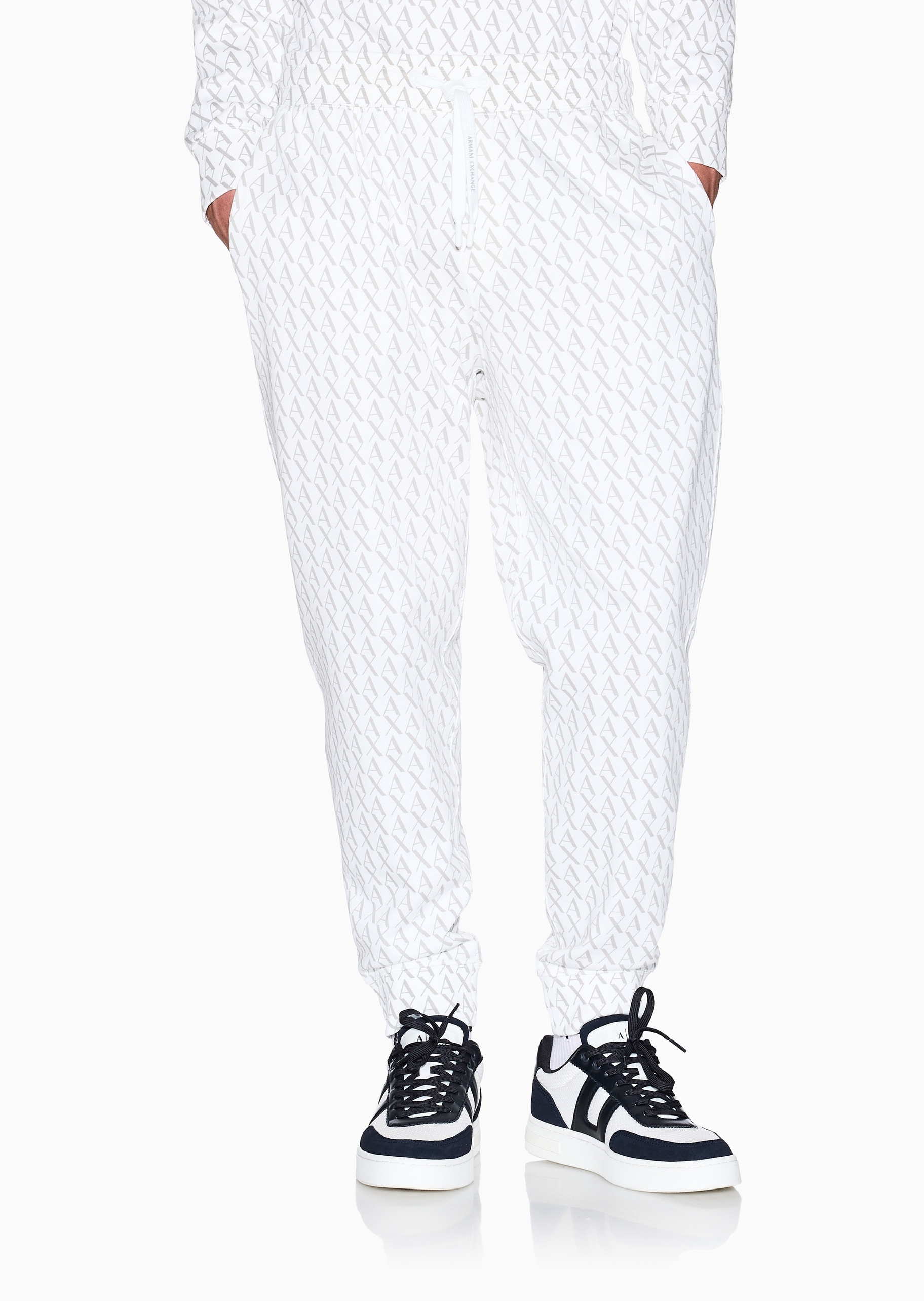 ARMANI EXCHANGE 男士宽松休闲纯棉复古满印束脚运动卫裤长裤