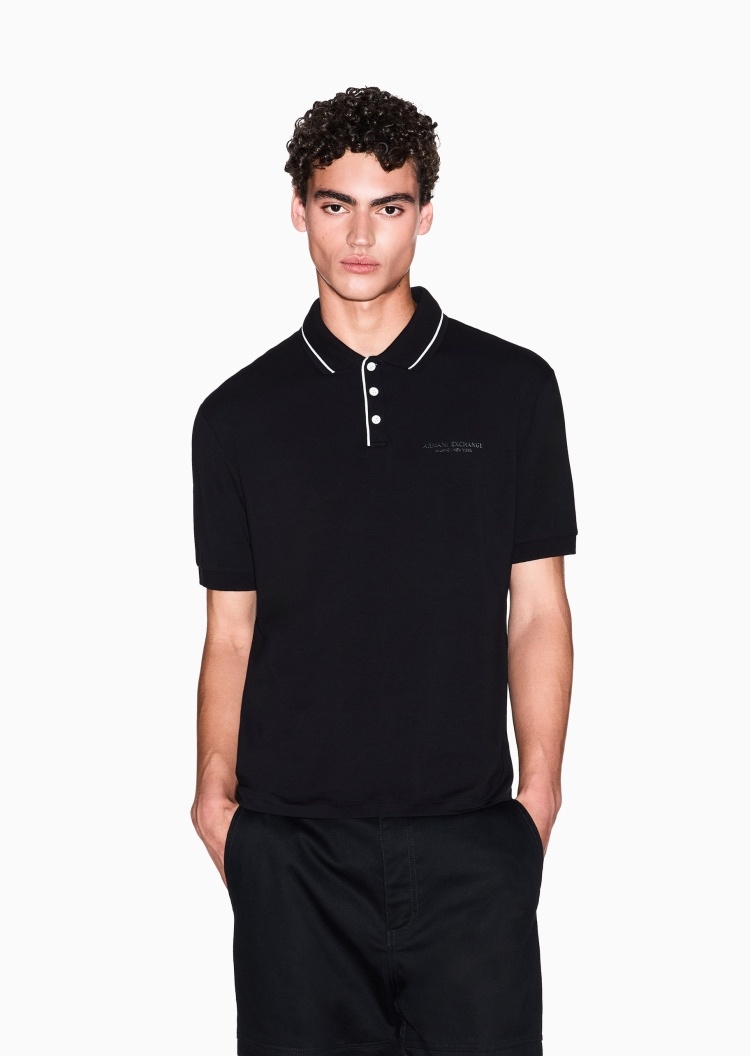 ARMANI EXCHANGE 男士纯棉弹力短袖翻领Polo衫