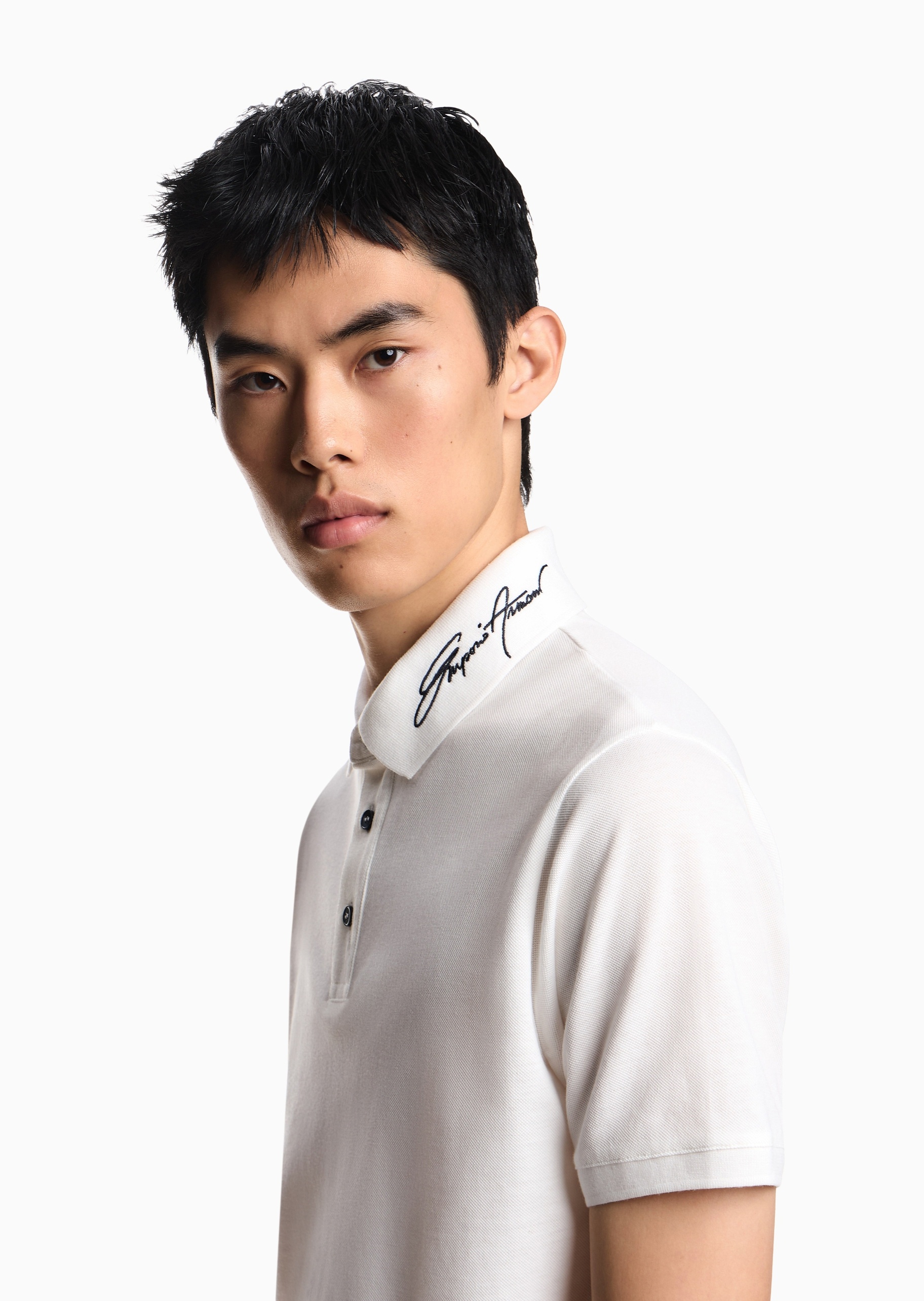 Emporio Armani 男士珠地纯棉短袖翻领Polo衫