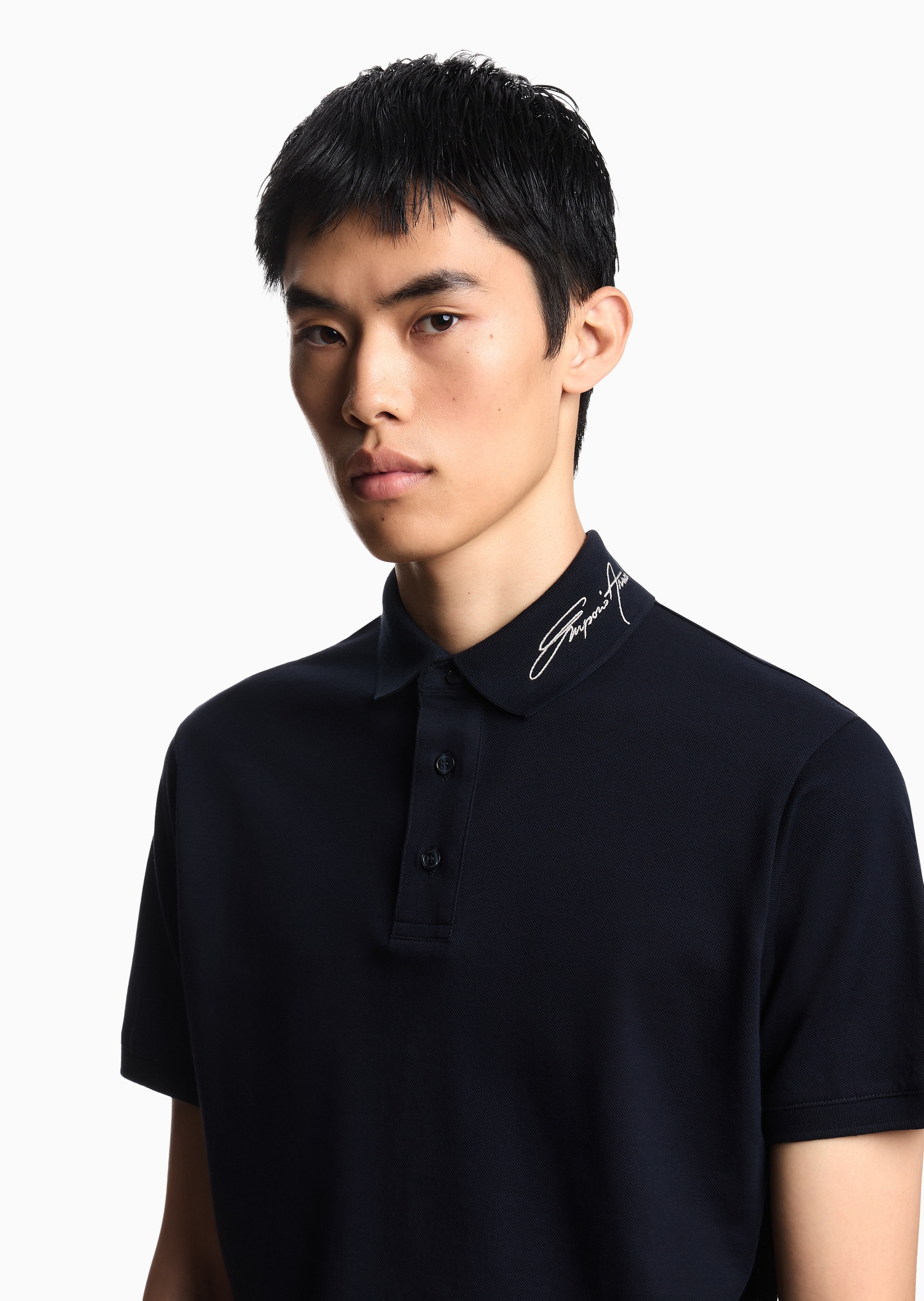 Emporio Armani 男士珠地纯棉短袖翻领Polo衫