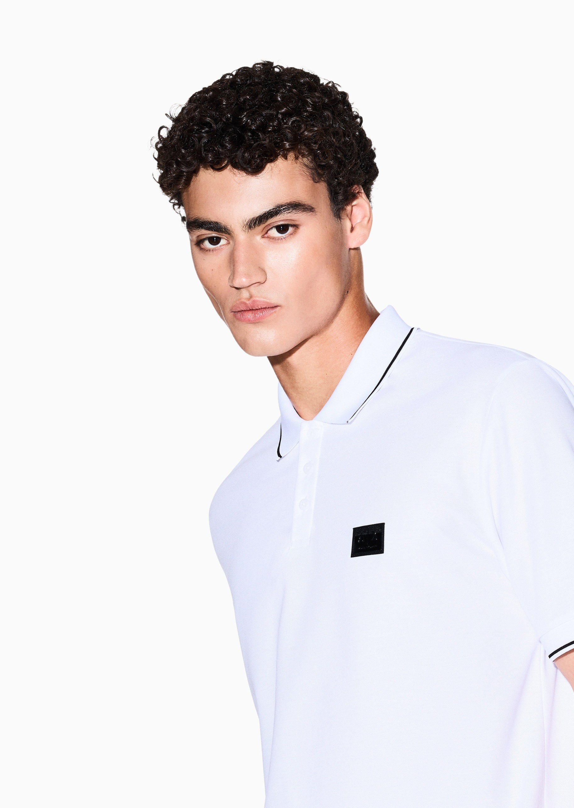 ARMANI EXCHANGE 男士纯棉短袖翻领撞色饰边Polo衫