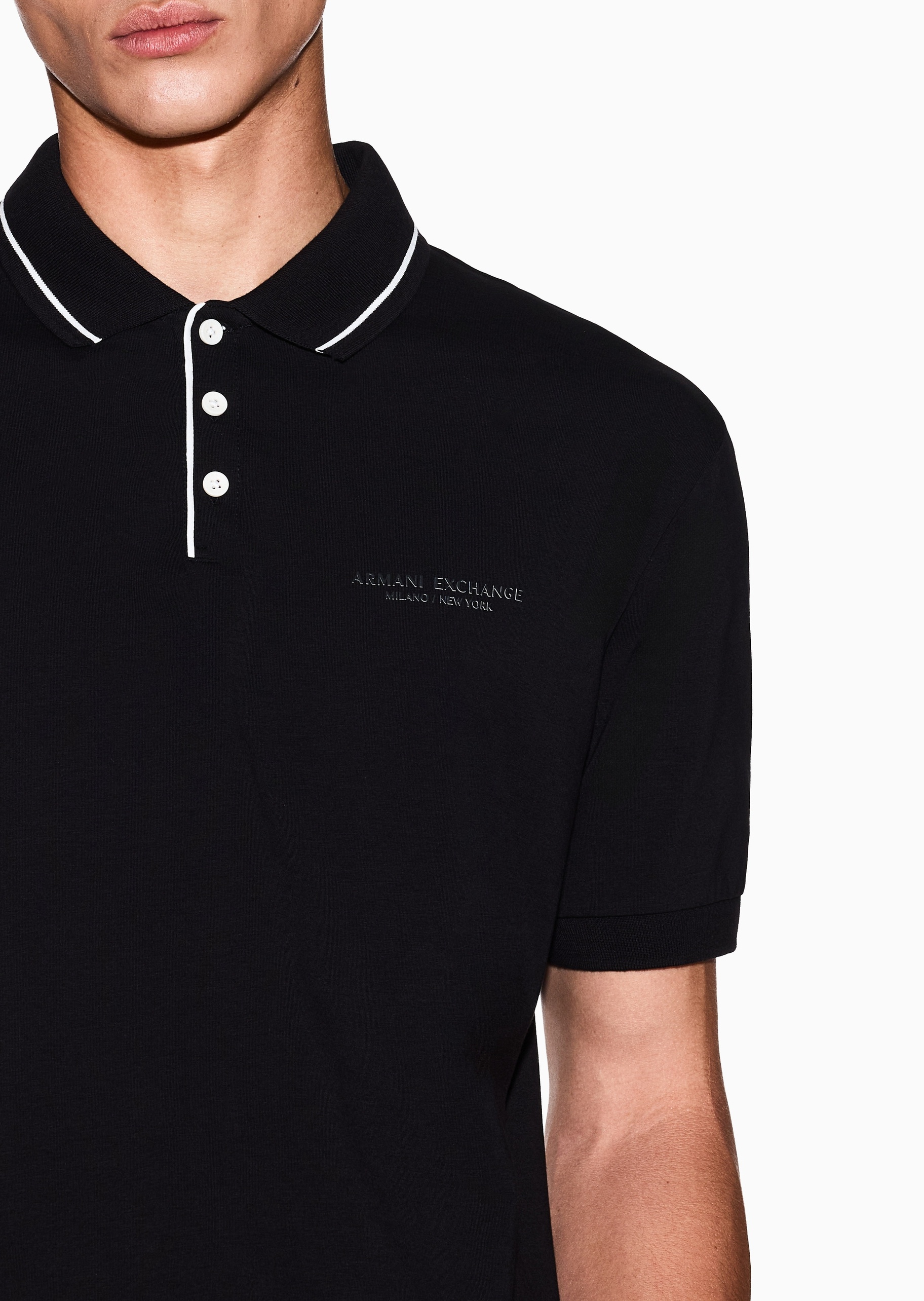 ARMANI EXCHANGE 男士纯棉弹力短袖翻领Polo衫