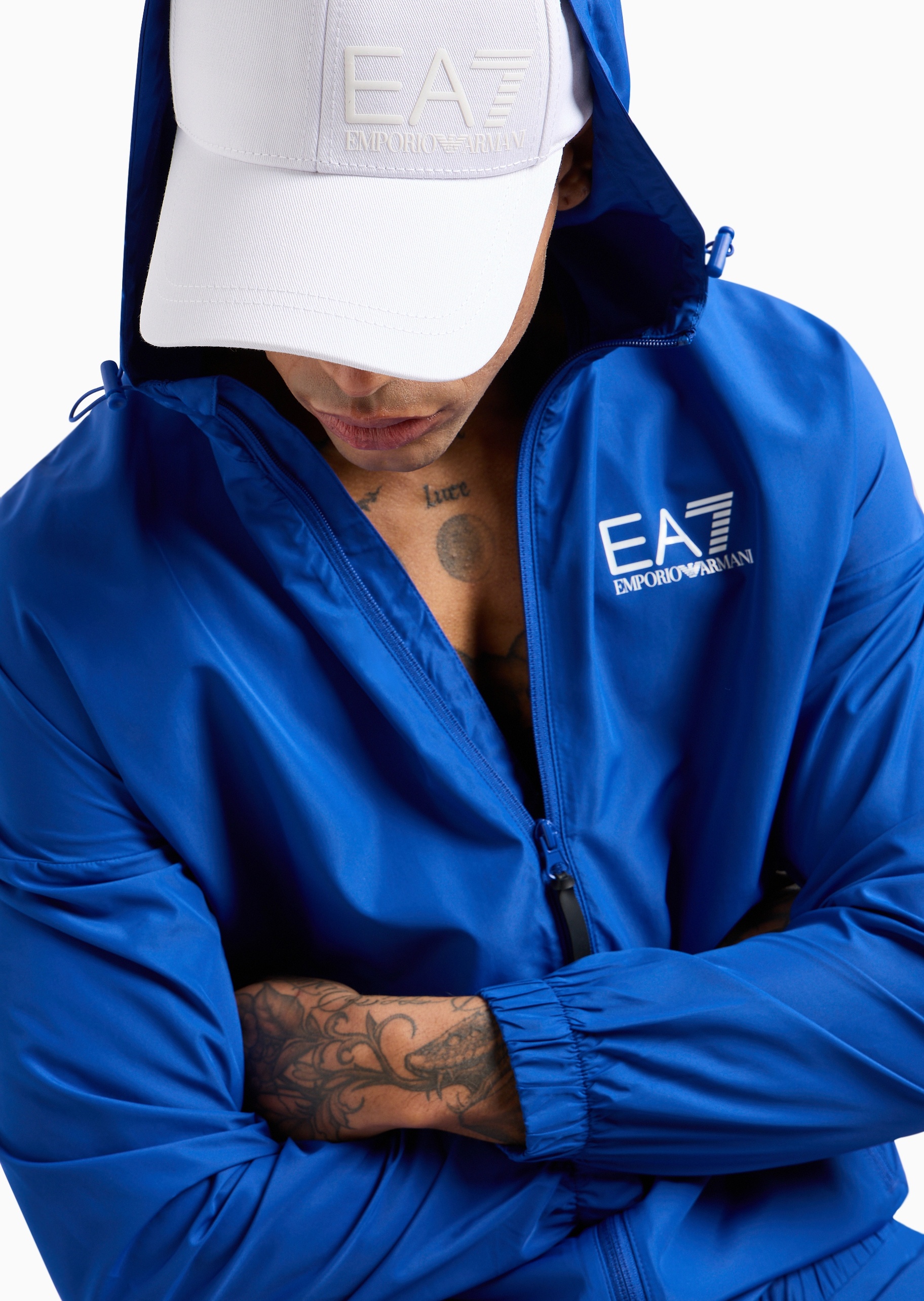EA7 男士连帽开衫束脚长裤网球健身训练运动套装