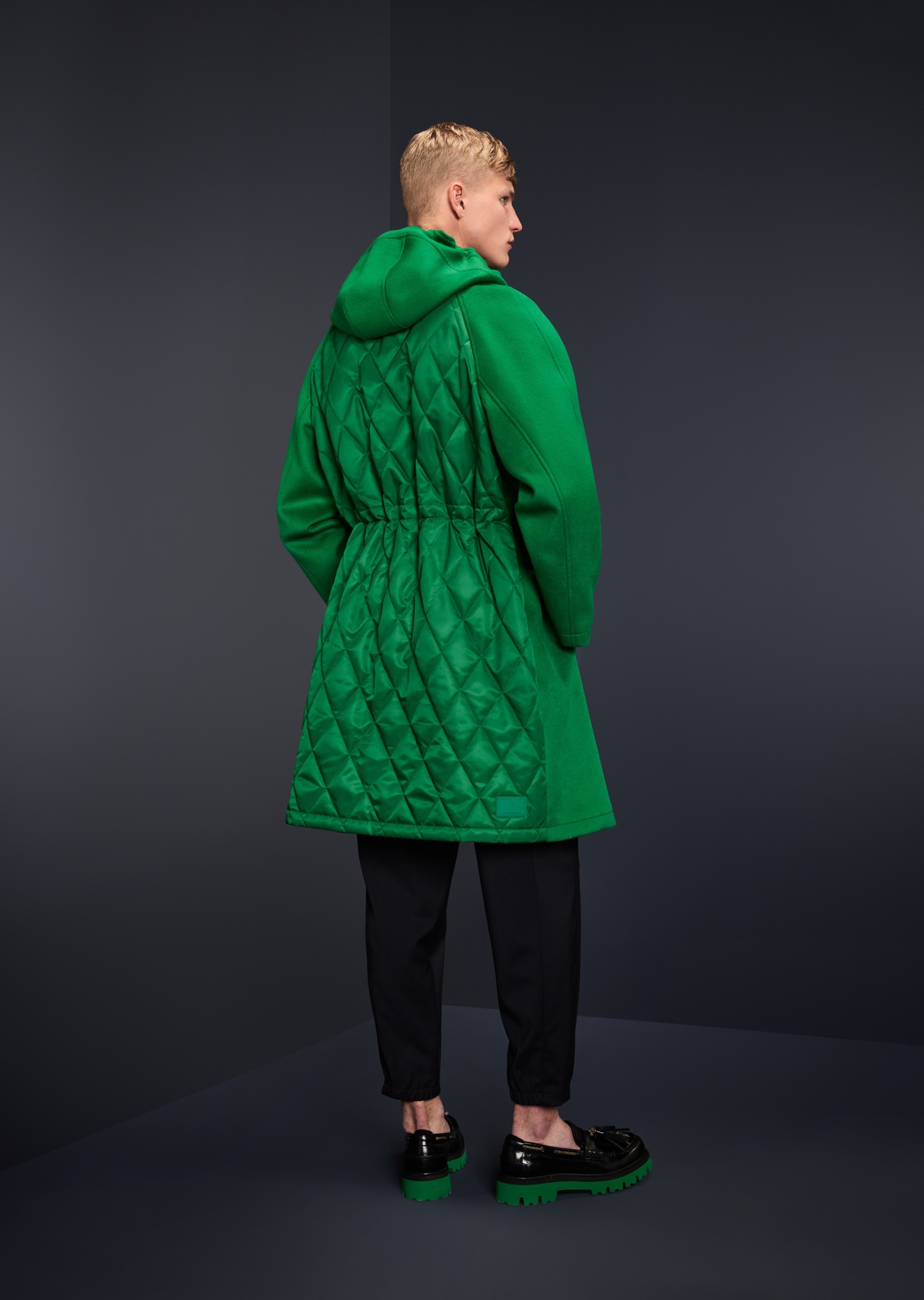 Emporio Armani 男士全绵羊毛宽松九分锥形束脚休闲裤