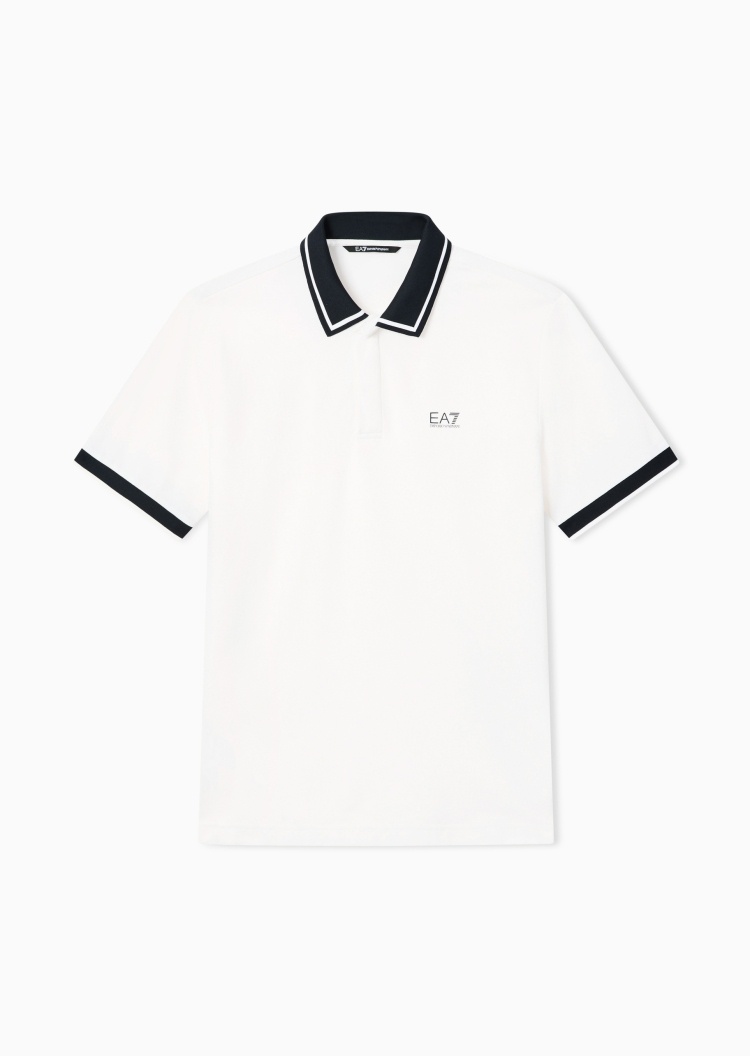 EA7 男士翻领短袖正肩撞色Polo衫