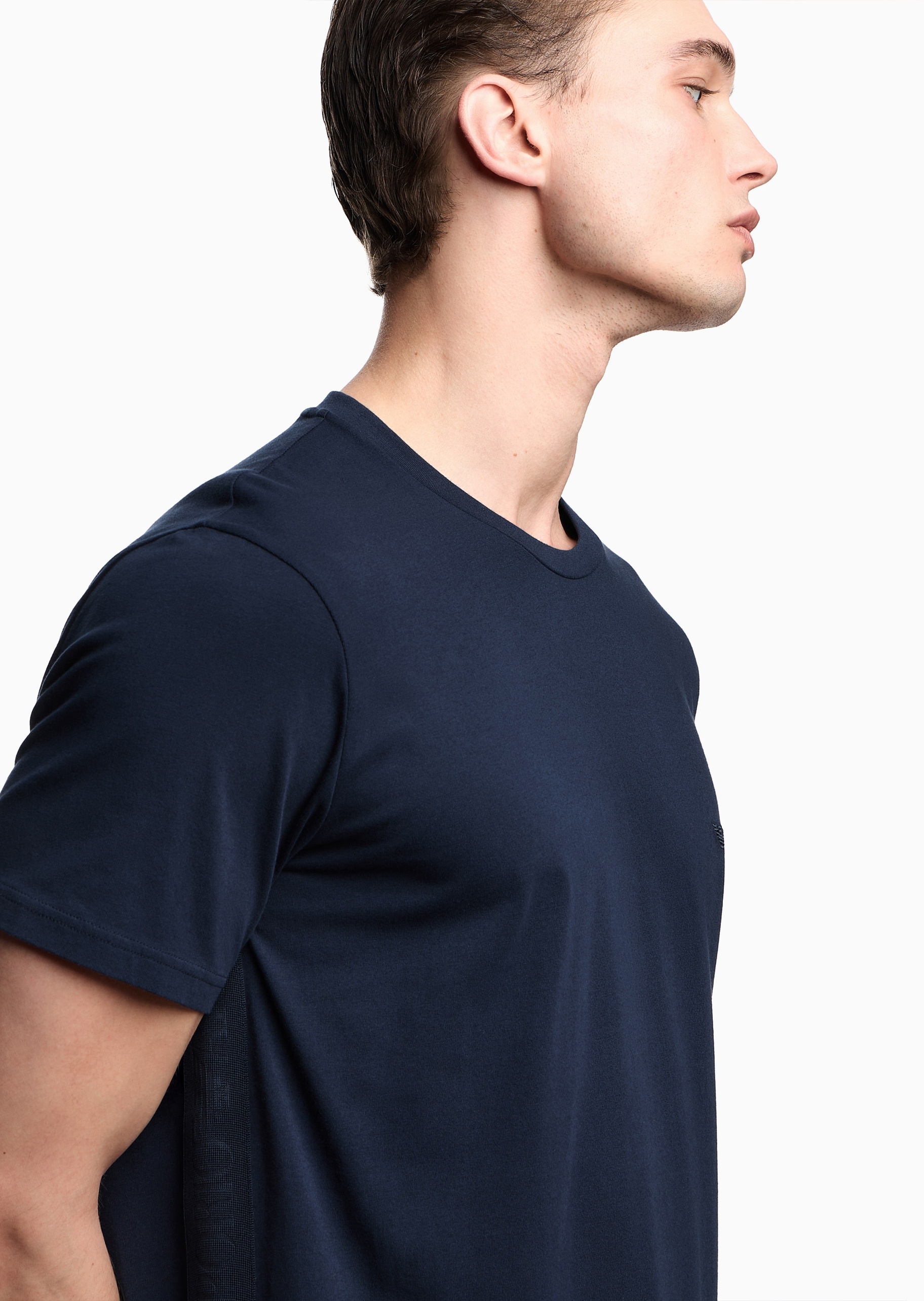Emporio Armani 男士纯棉弹力短袖圆领纯色家居T恤