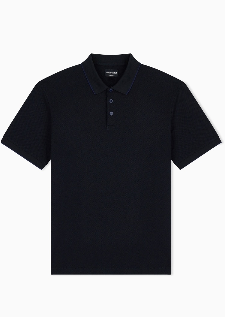 Giorgio Armani 男士纯棉合身短袖翻领休闲Polo衫