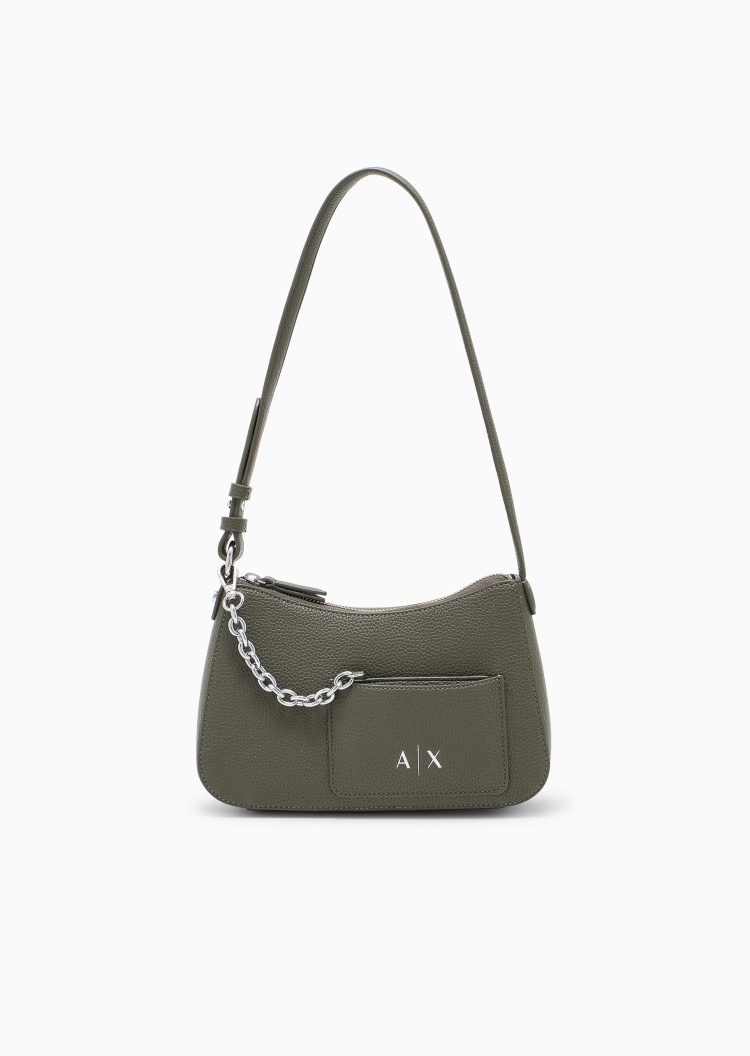 ARMANI EXCHANGE 女士拉链轻便通勤Hobo时尚小号单肩包