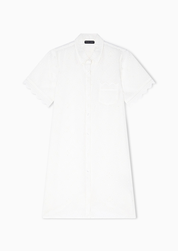 Emporio Armani 女士短袖翻领镂空纽扣家居连衣裙