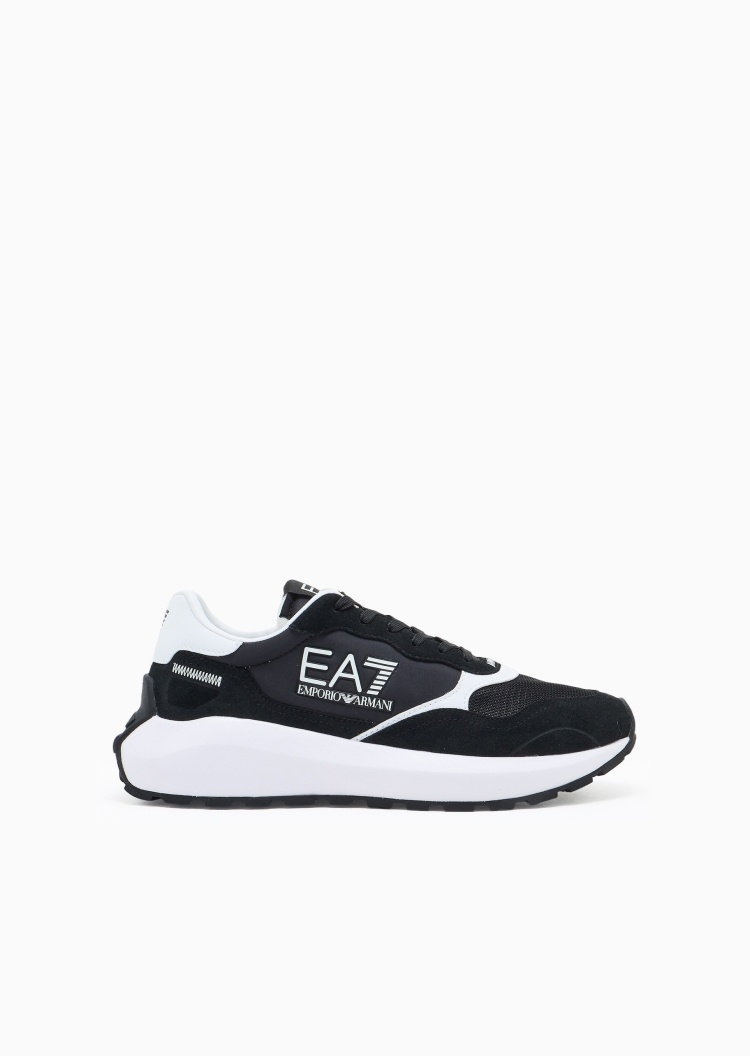 EA7 男女同款系带低帮厚底网面休闲运动鞋