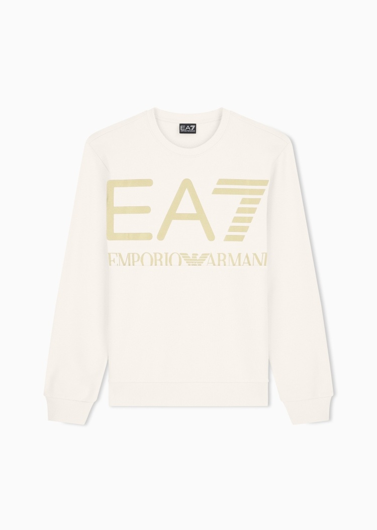 EA7 男士纯棉合身长袖圆领毛圈印花运动卫衣