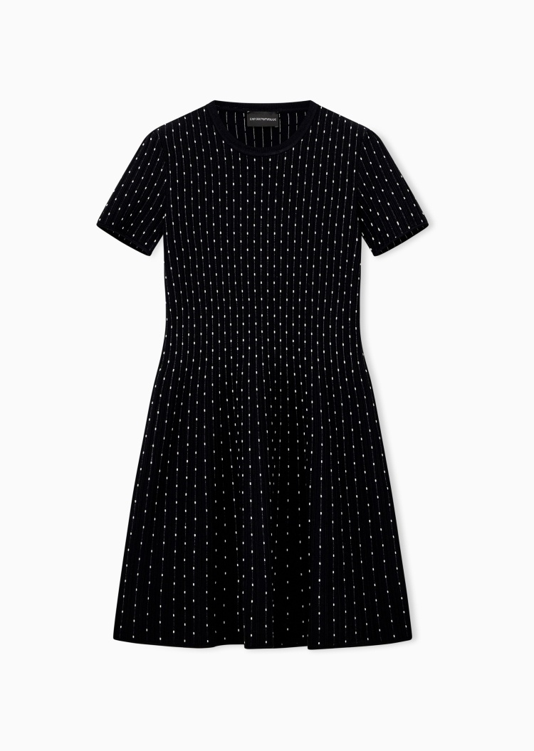Emporio Armani 女士短袖圆领通体提花优雅连衣裙