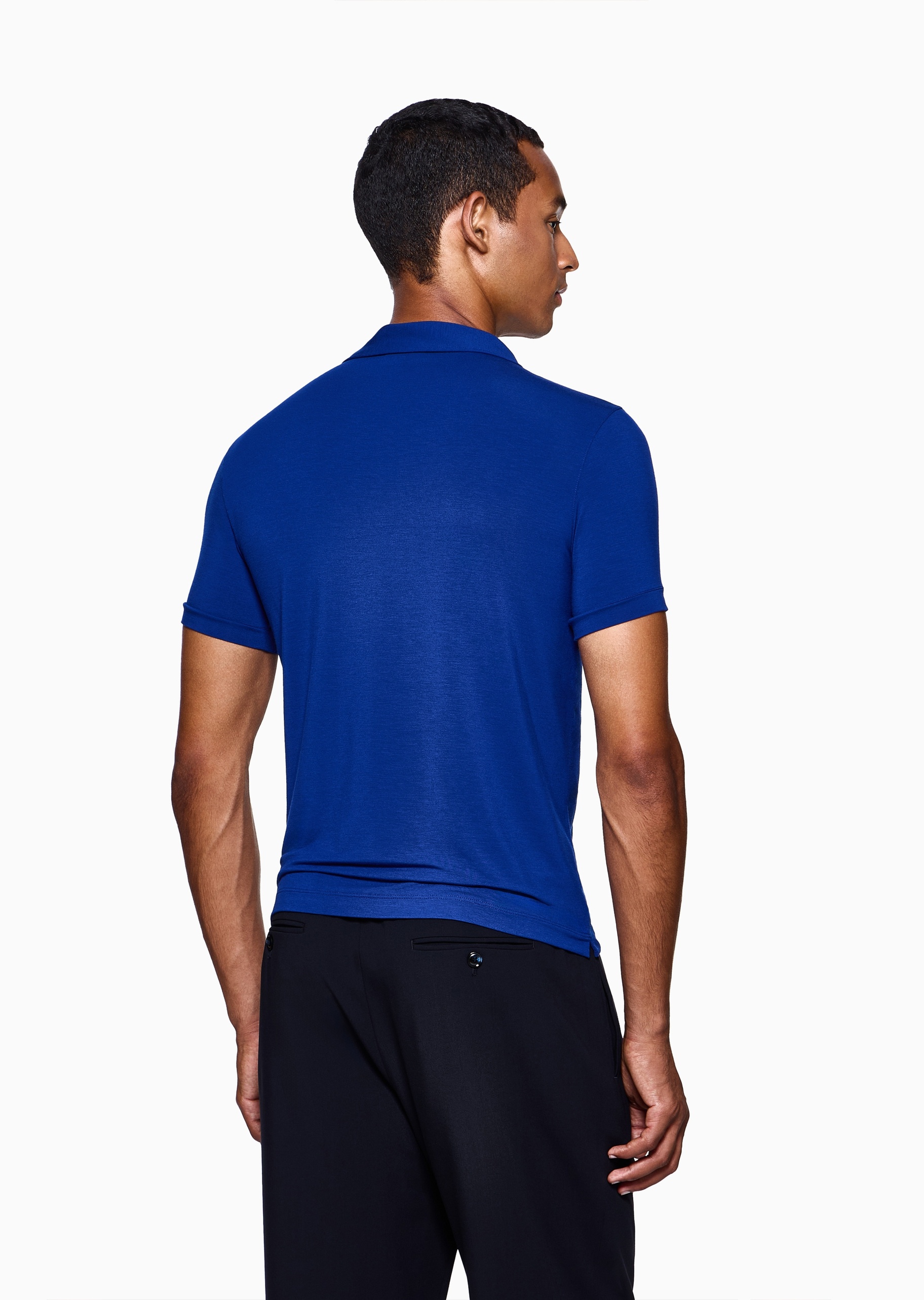 Giorgio Armani 男士人造棉弹力修身短袖海鸥领Polo衫