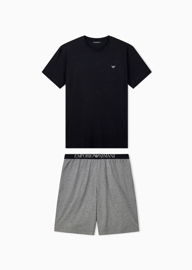 Emporio Armani 男士松弛休闲简约家居T恤睡衣睡裤套装