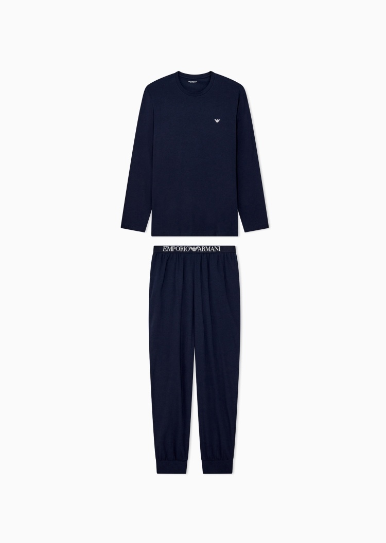 Emporio Armani 男士弹力长袖上衣束脚长裤睡衣套装