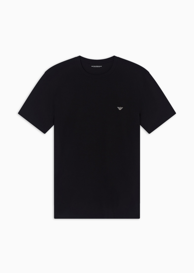 Emporio Armani 男士莫代尔弹力短袖圆领刺绣家居T恤
