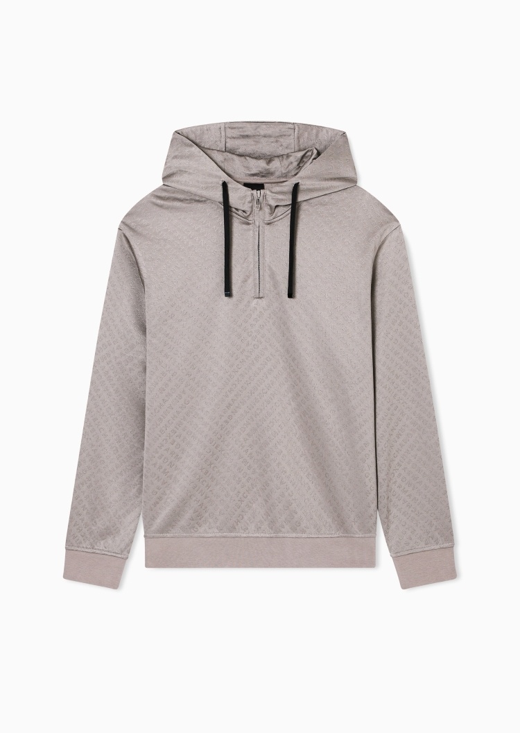 ARMANI EXCHANGE 男士连帽半拉链套头运动风印花卫衣