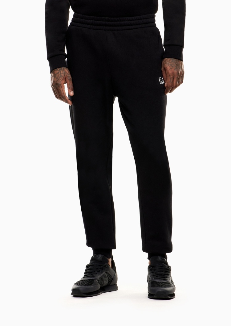 EA7 男士棉质合身长款锥形束脚健身训练加绒卫裤