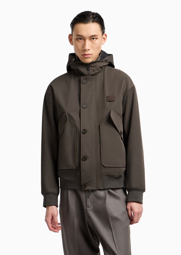 Emporio Armani 男士长袖可拆连帽双层门襟休闲夹克