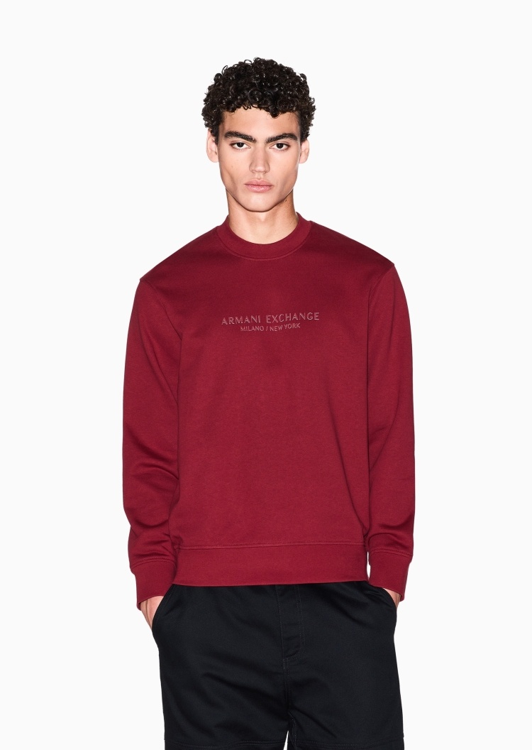 ARMANI EXCHANGE 男士纯棉重磅宽松长袖圆领毛圈卫衣