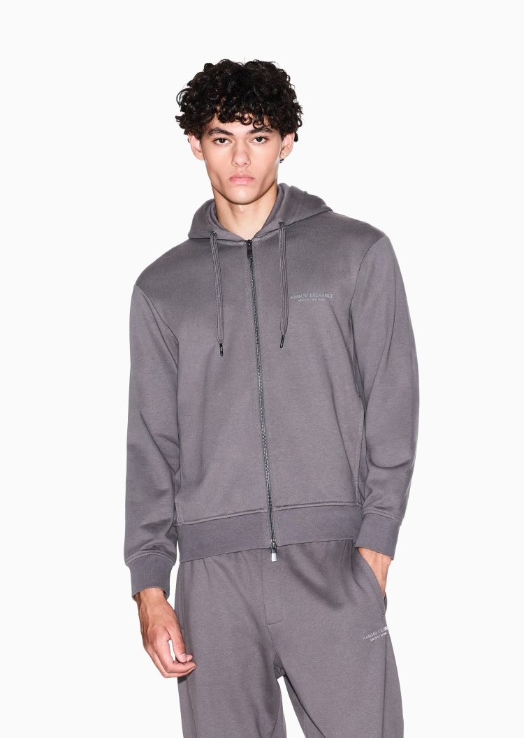 ARMANI EXCHANGE 男士纯棉重磅宽松长袖连帽毛圈卫衣外套