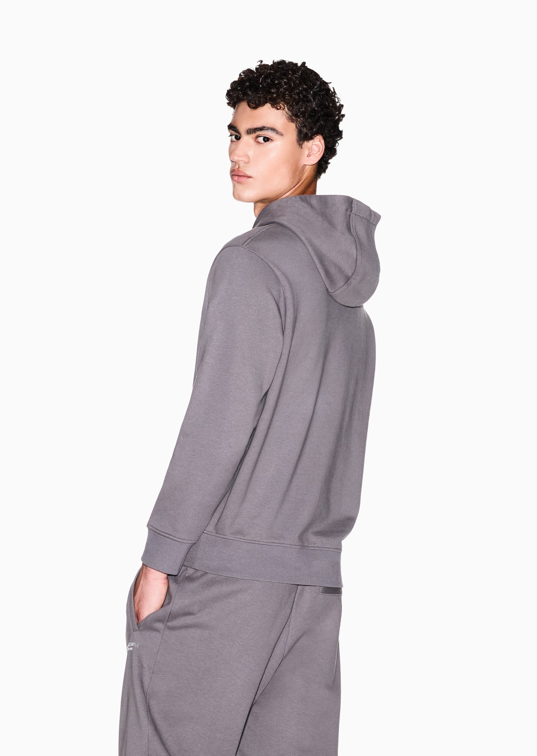 ARMANI EXCHANGE 男士纯棉重磅宽松长袖连帽印花毛圈卫衣