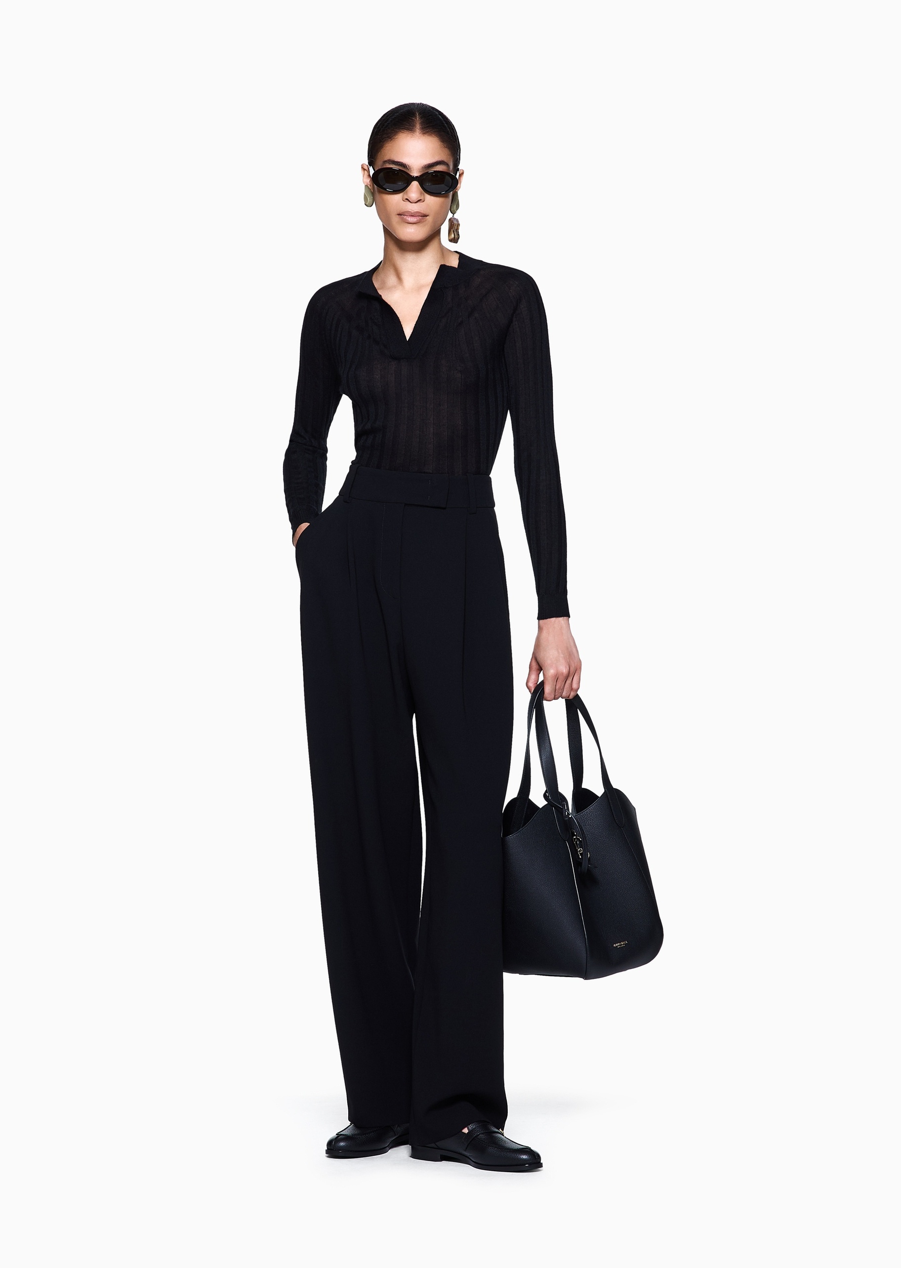 Giorgio Armani 女士山羊绒混纺V领休闲套头针织毛衣