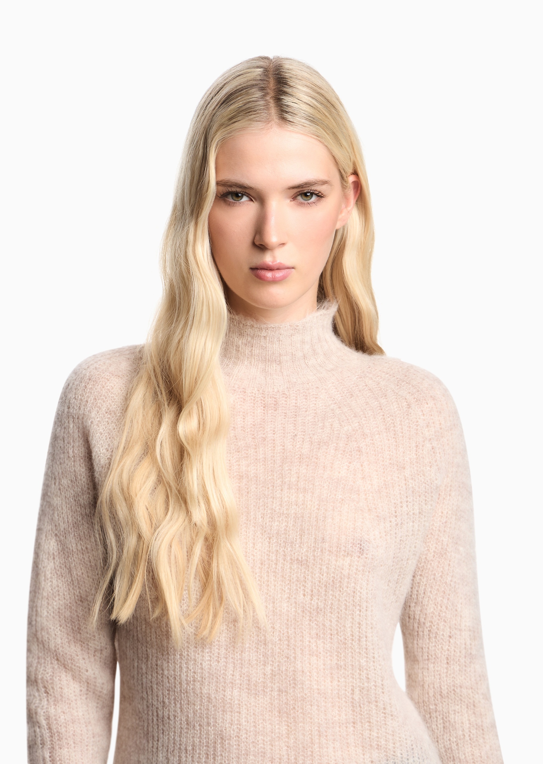 Emporio Armani 女士羊驼毛长袖半高领纯色针织衫