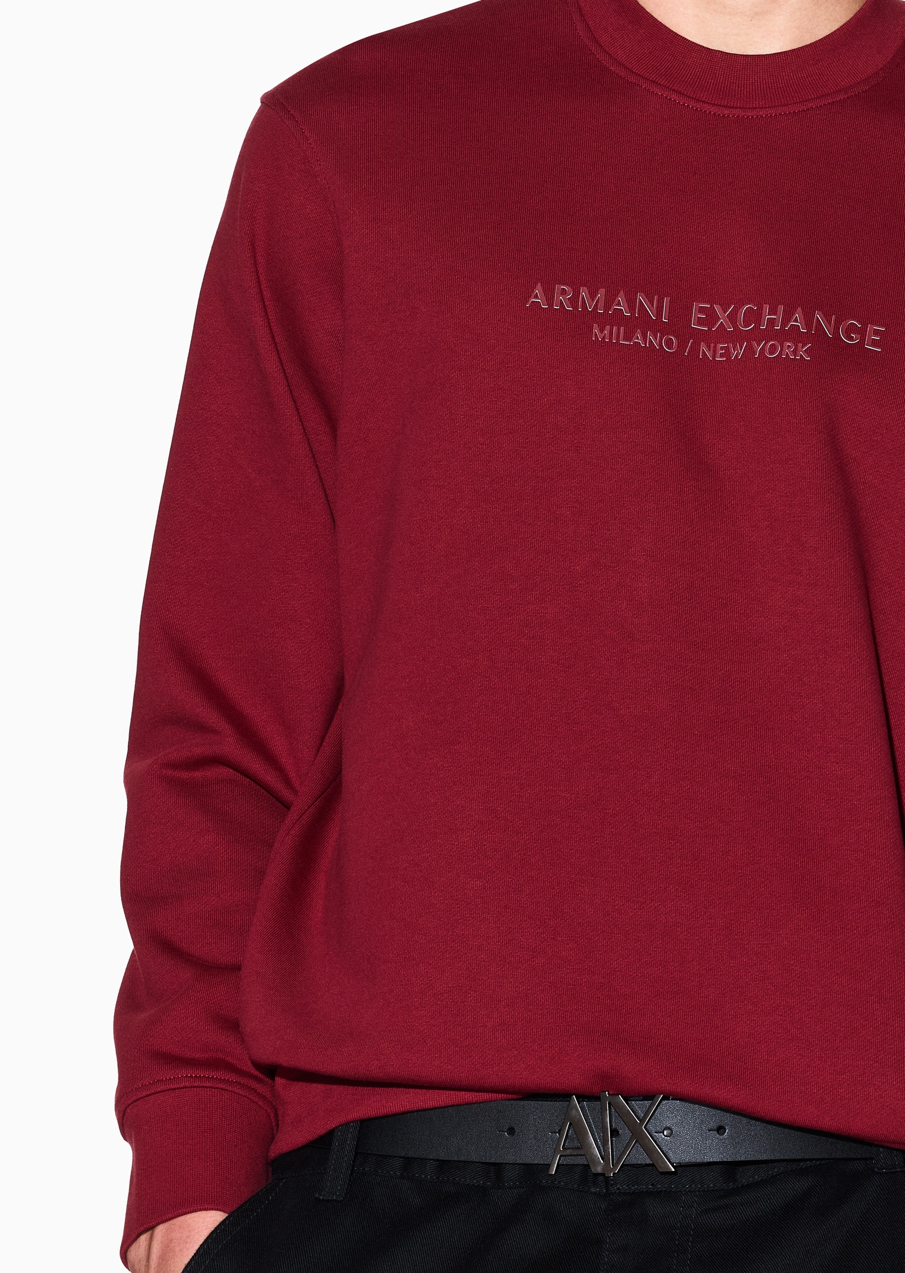 ARMANI EXCHANGE 男士纯棉重磅宽松长袖圆领毛圈卫衣