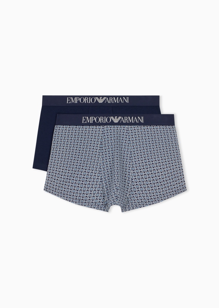 Emporio Armani 男士弹力平角两条装满印内裤套装