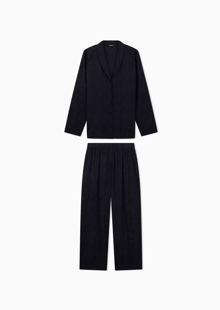 Emporio Armani 女士松弛休闲简约长袖长裤家居睡衣套装