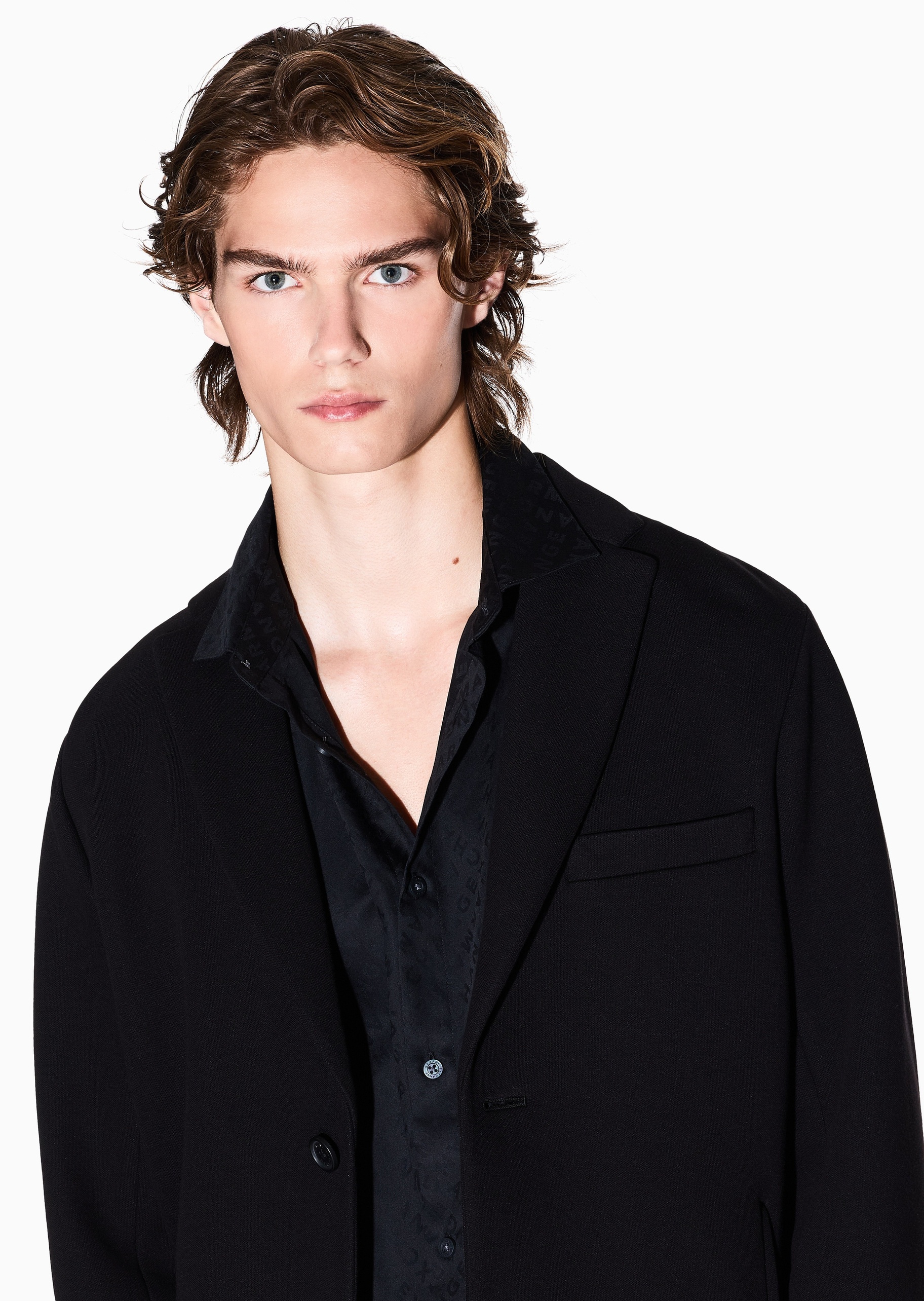 ARMANI EXCHANGE 男士棉质长袖平驳领单排扣西装外套