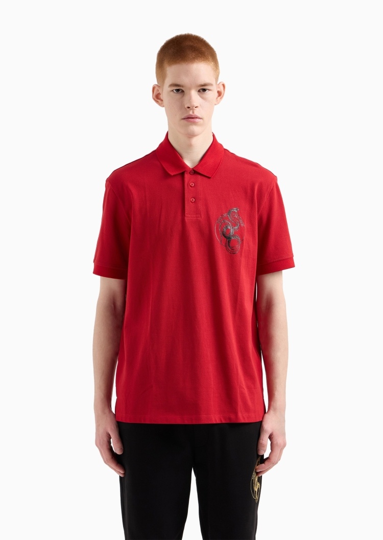ARMANI EXCHANGE 蛇年限定男士全棉宽松短袖翻领Polo衫