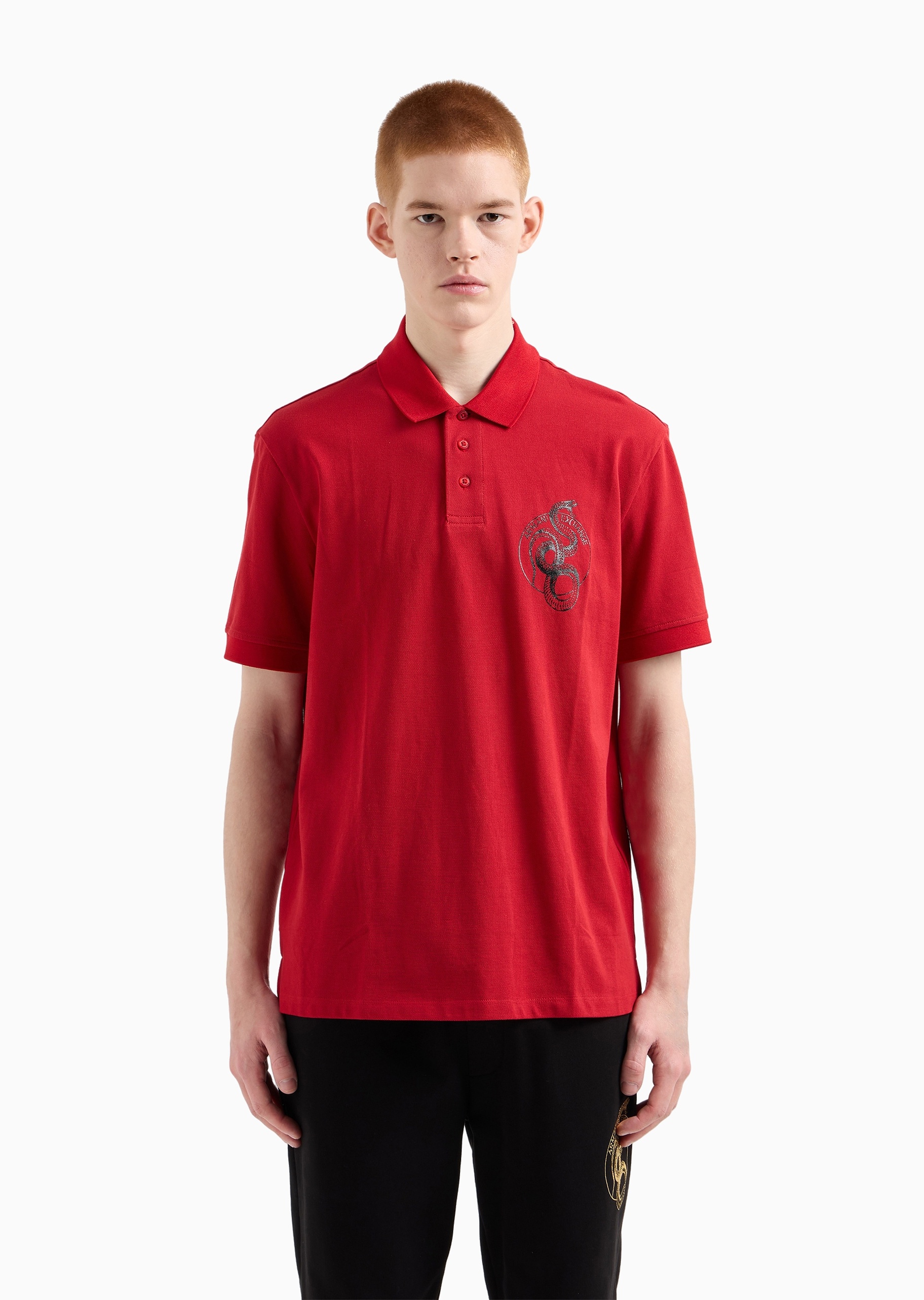 ARMANI EXCHANGE 蛇年限定男士全棉宽松短袖翻领Polo衫