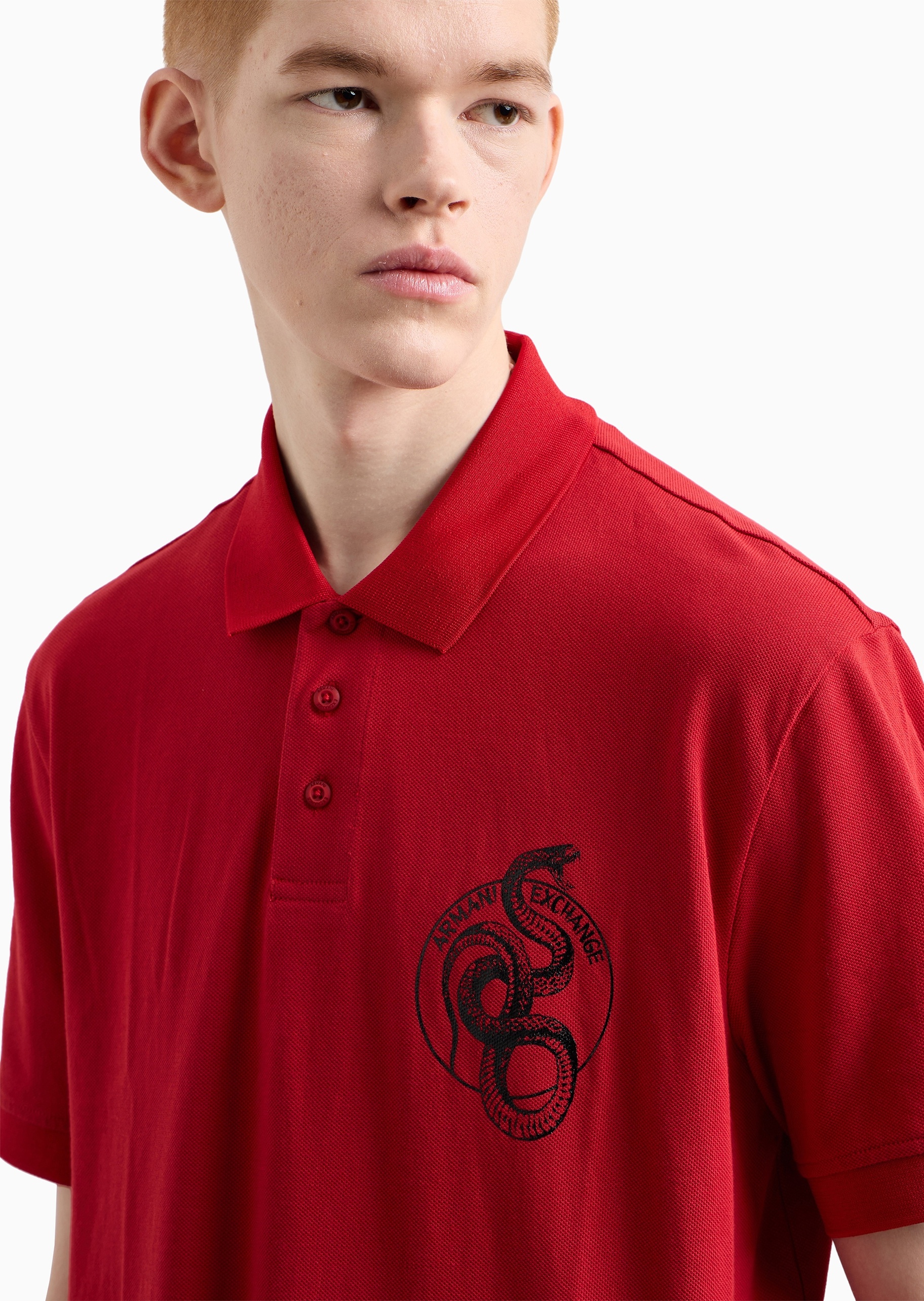ARMANI EXCHANGE 蛇年限定男士全棉宽松短袖翻领Polo衫