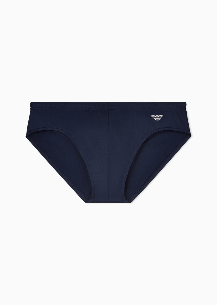 Emporio Armani 男士弹力松紧腰三角刺绣鹰标泳裤
