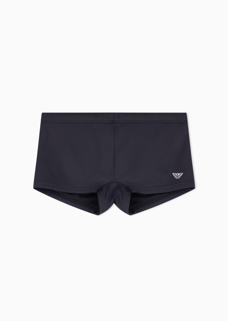 Emporio Armani 男士弹力松紧腰游泳刺绣鹰标沙滩短裤