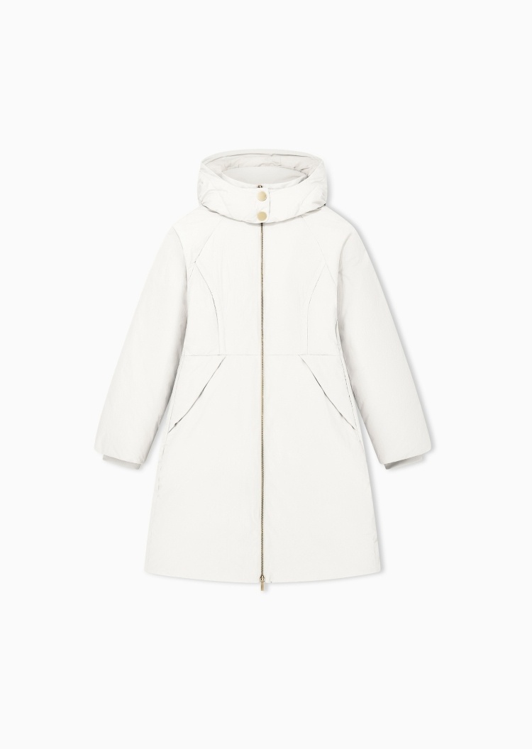 ARMANI EXCHANGE 女士长款连帽通勤泡芙羽绒服外套