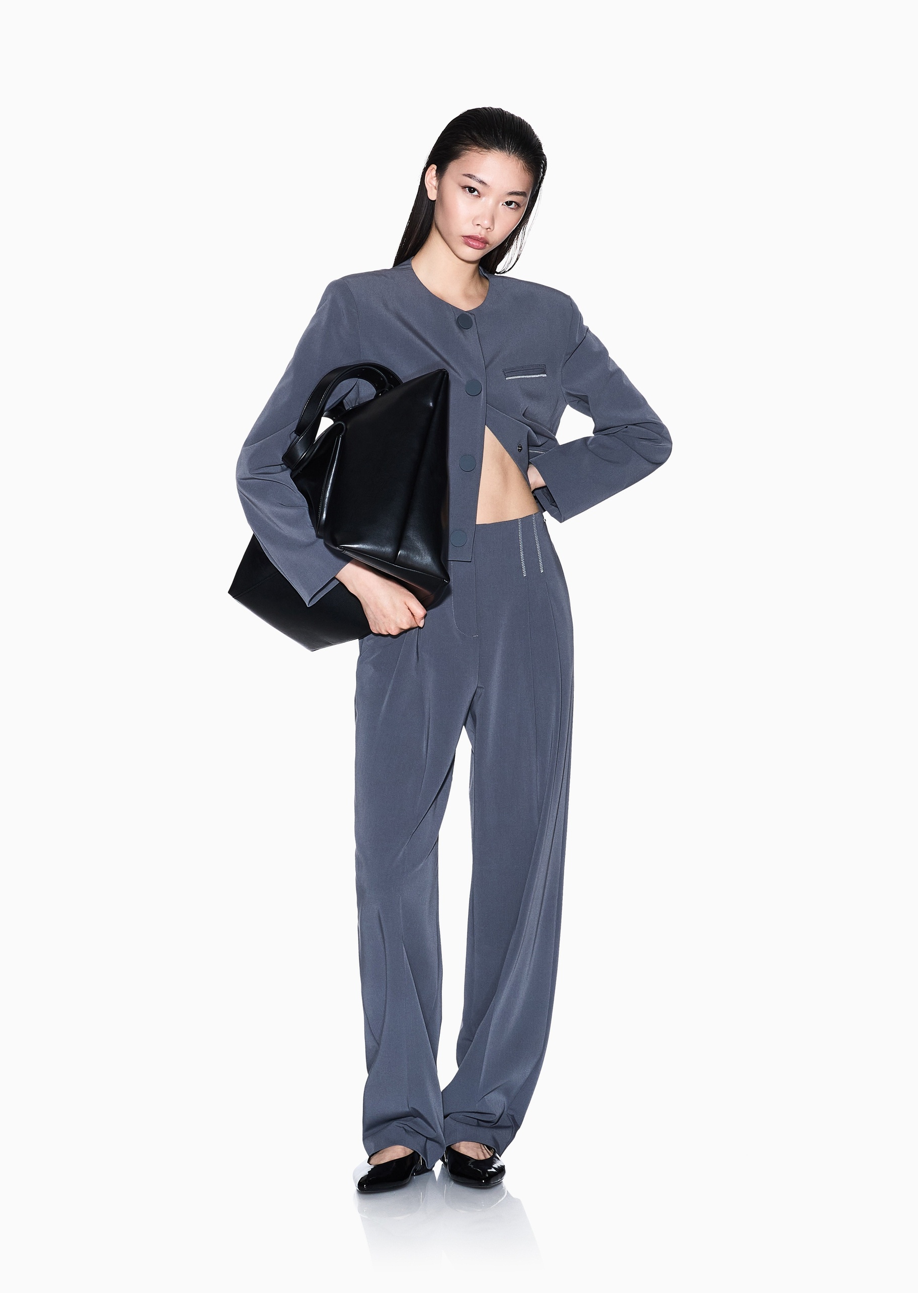 ARMANI EXCHANGE 女士微弹宽松长款直筒纯色休闲裤