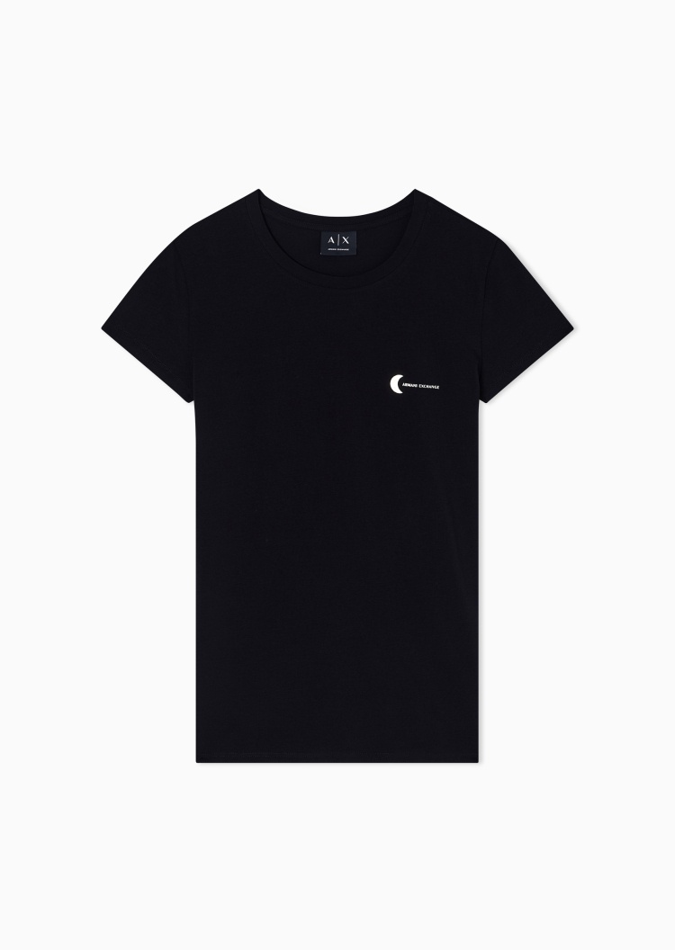 ARMANI EXCHANGE 女士弹力修身短袖圆领正肩印花轻薄T恤