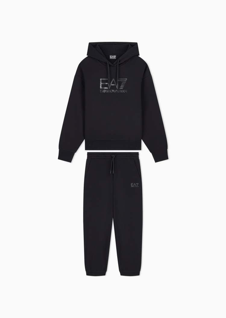 EA7 女士宽松连帽撞色户外加绒运动套装