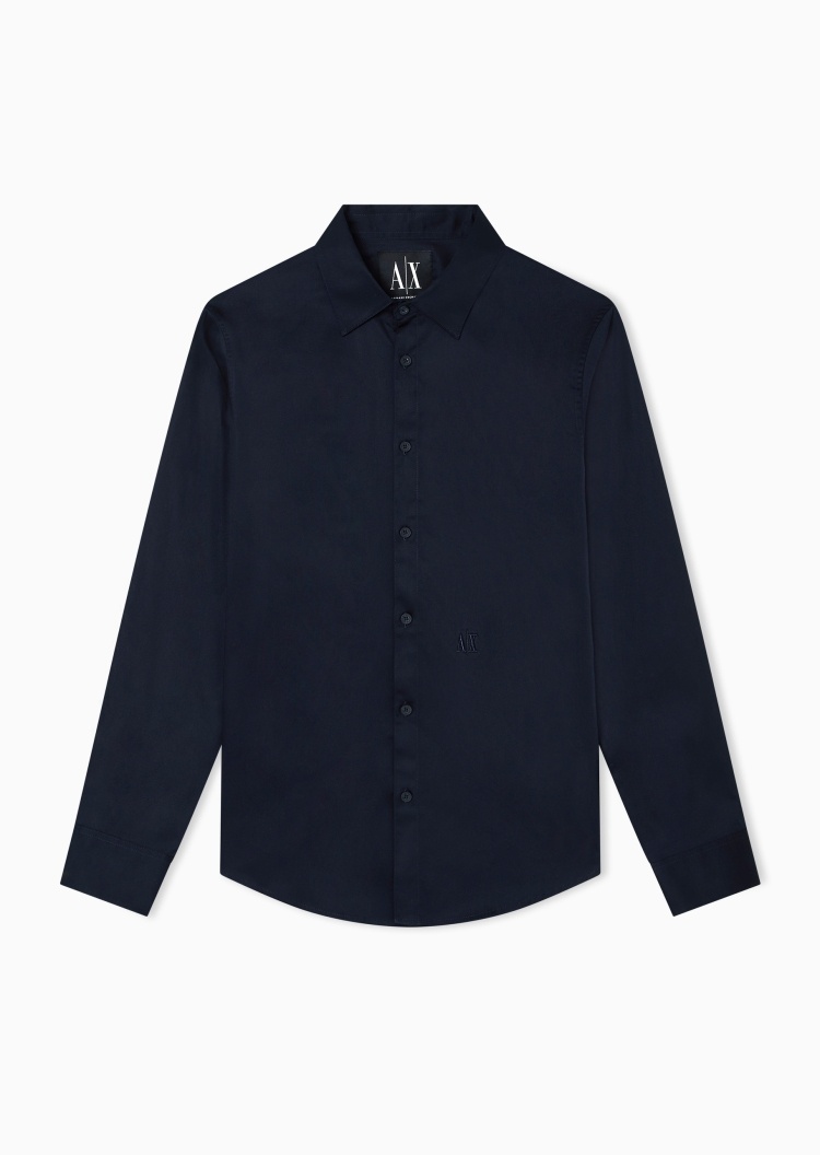 ARMANI EXCHANGE 男士纯棉长袖商务休闲人夫感西装衬衫上衣