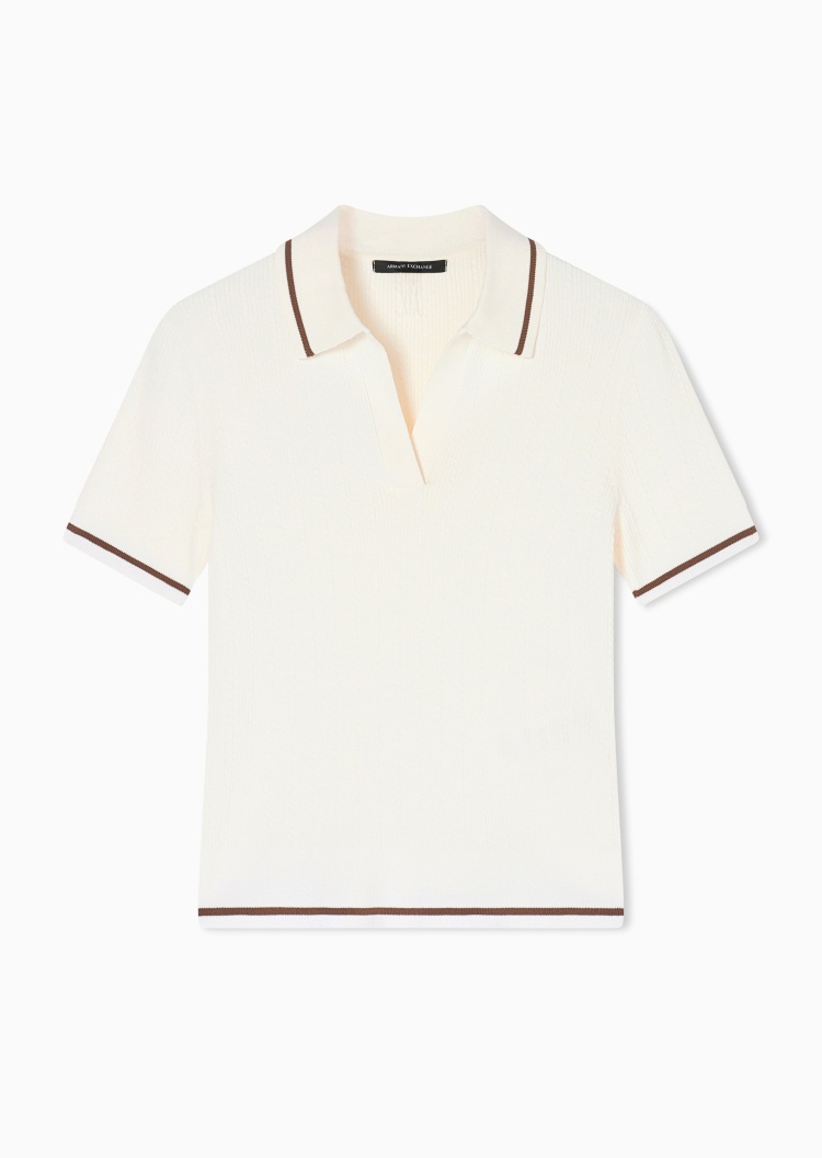 ARMANI EXCHANGE 女士短袖翻领撞色饰边针织Polo衫