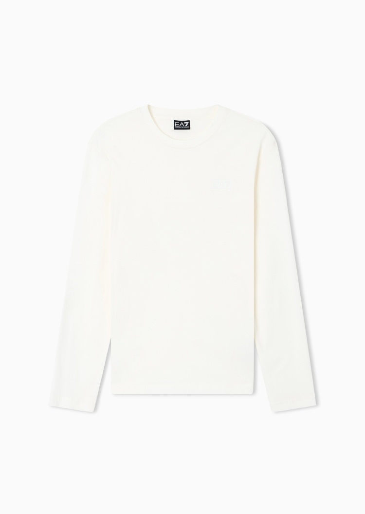 EA7 男士纯棉合身长袖圆领运动印花T恤