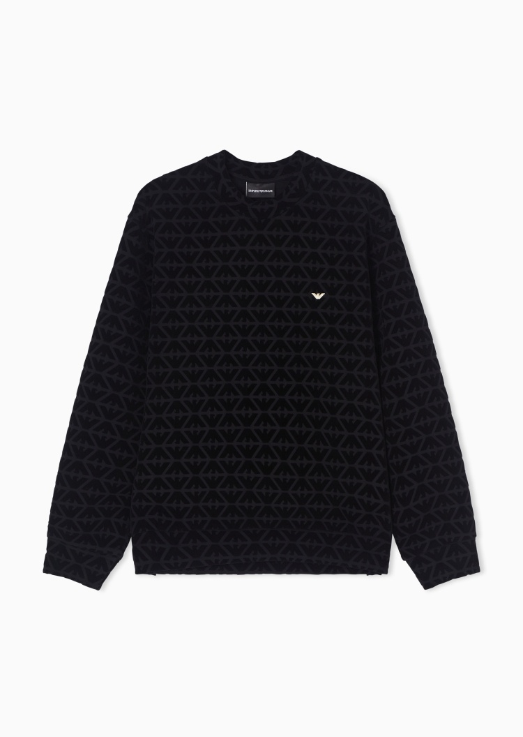 Emporio Armani 马年限定男士弹力宽松长袖圆领通体鹰标卫衣