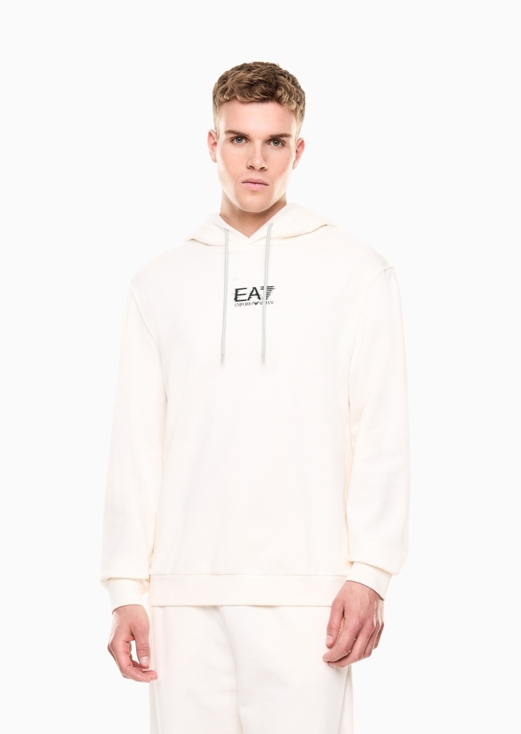 EA7 男士纯棉宽松长袖连帽毛圈印花运动卫衣