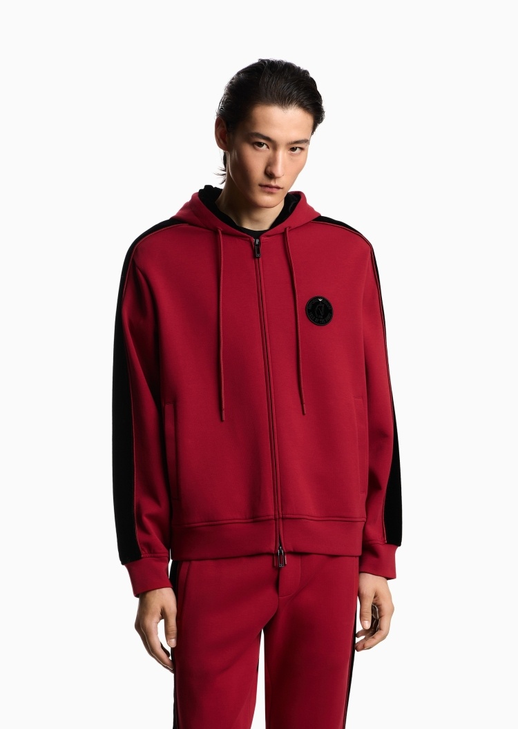 Emporio Armani 马年限定男士合身长袖连帽拉链刺绣卫衣外套